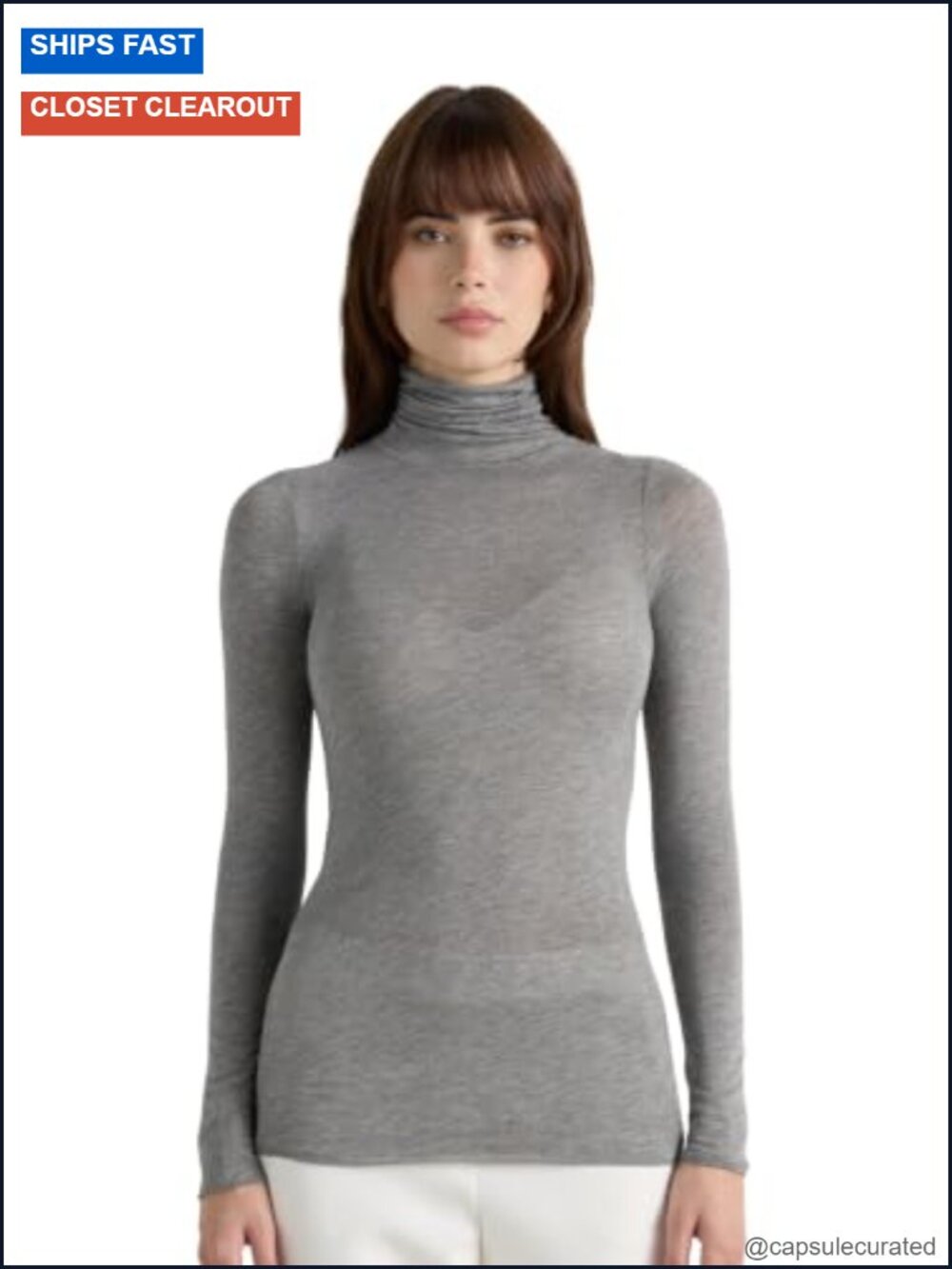 Modal Cashmere Ultralight Turtleneck High Neck Long Sleeve Top Sheer